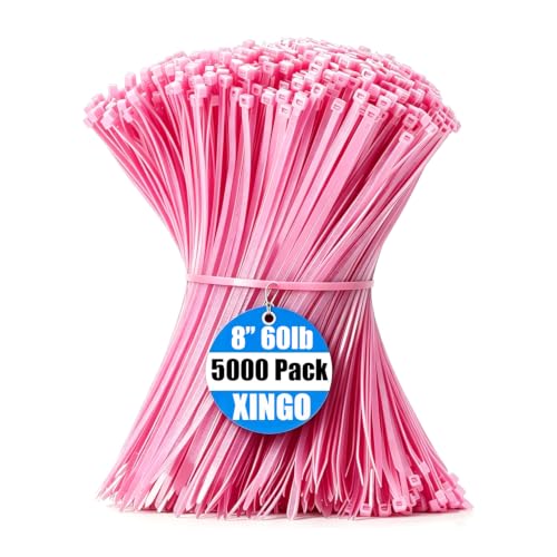 5000 PCS Pink Zip Ties 8 Inch (8 Inch(60 lbs, 5000 pcs) / Pink)