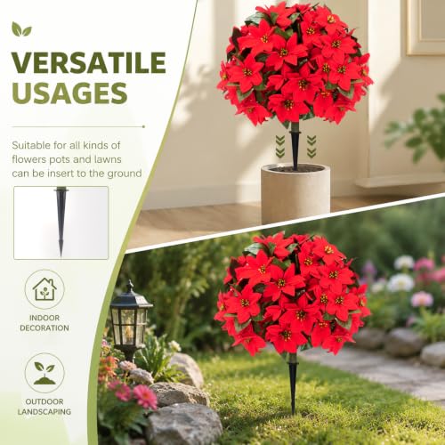 26" Artificial Poinsettia Topiary Ball Tree 2 (Poinsettia)