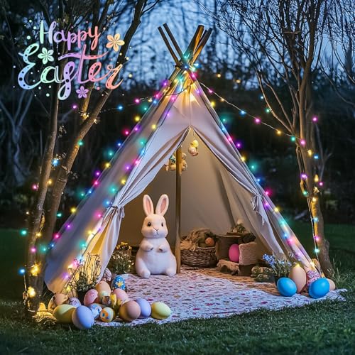 2 Pack Solar String Lights (Pastel Multicolor / 200LED*2)