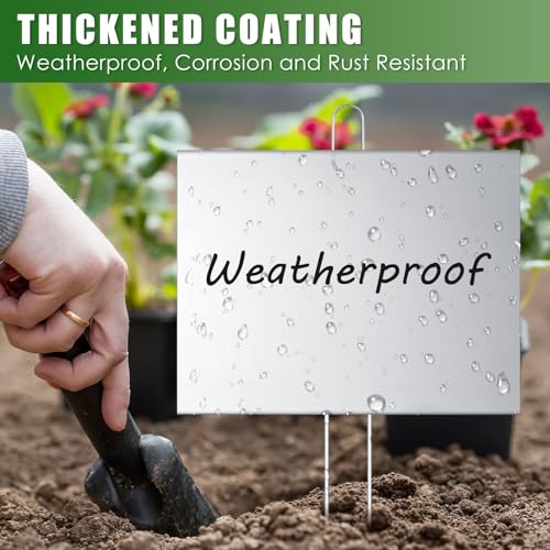 20 Pcs Large Plant Marker (6'' X 8'' with 13'' Stake / Silver)