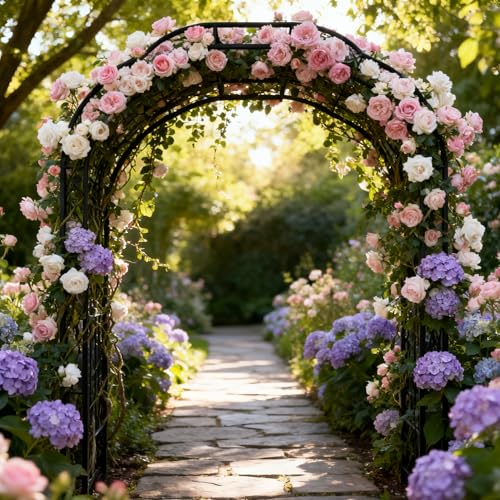 Metal Garden Arch 98.4" H Garden Arbor Trellis for Outdoor Climbing Plants Support Rose Lawn Tall Super Large Event Arch