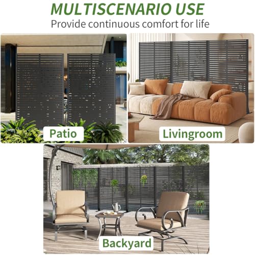 Metal Privacy Screen Outdoor Freestanding (Black / Rectangle A)