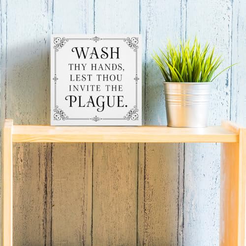 Funny Bathroom Decor Deuces Wooden Box Sign 5 x 5 Inches (White 1624 / Wooden box（5.1 x 5.1 inches）)