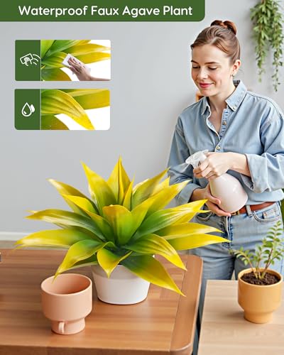Artificial Agave Plant Set (Yellow*2 / 28 Inches)