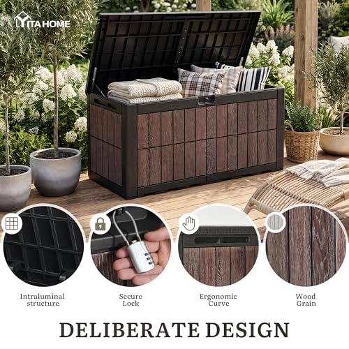 134 Gallon Outdoor Deck box w (Wood-Grain Deck Box / 134 Gallon / Wood-Grain Brown)