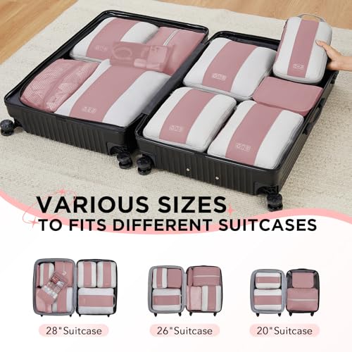 10 Set Compression Packing Cubes for Travel Essentials (Light Coral)