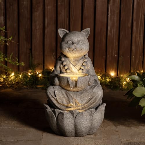 Water Fountain Outdoor (Concrete Cat / 22"H)