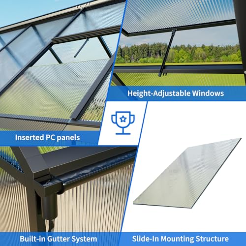 8x10 FT Walk in Polycarbonate Greenhouse for Outdoors (8x10 FT)