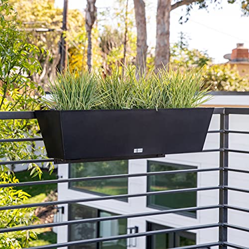 Pure Series Railing Planter (Black / 36 inch - 2 Pack)