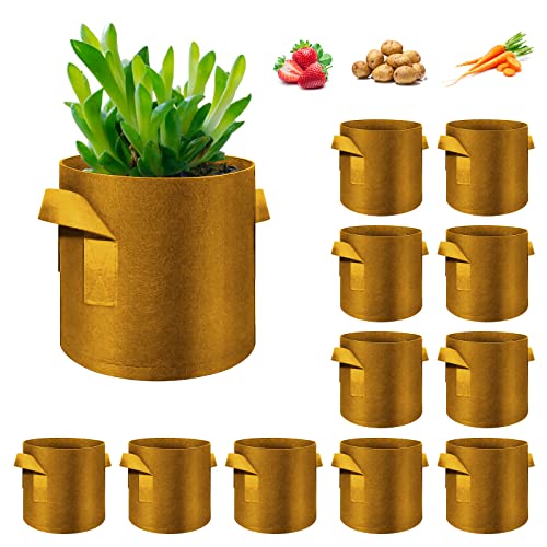 12 Pack 15 Gallon Plant Grow Bags (15 Gallon / Brown)