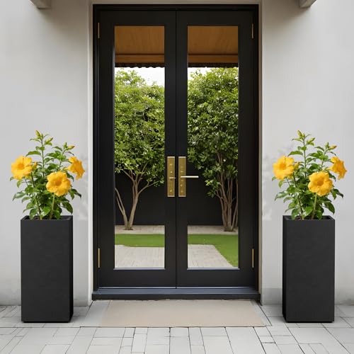 Accent Column Square Black Concrete Planter 23.6" H (Black / 23.6" H)