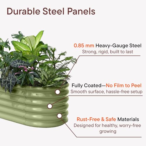 15 Pack Galvanized Raised Garden Beds (Green / Set of 15)