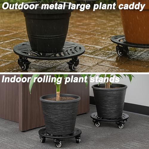 3 Packs Large Metal Plant Caddy with Wheels 12 (12"/ 13"/ 13.6")