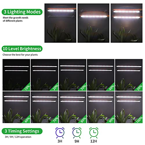 2 Head 13" Growing Lamp for Indoor Plants (White Cabel Red+White / 2 Head 1 Pack)