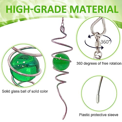 Wind Spinner Tail Gazing Ball Spiral (Green Glass Orb)