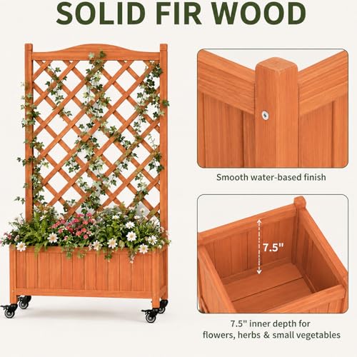 2 Pack Trellis Raised Garden Bed Trellis for Climbing Plants (Red Brown / H50 × W28 × D13 in)