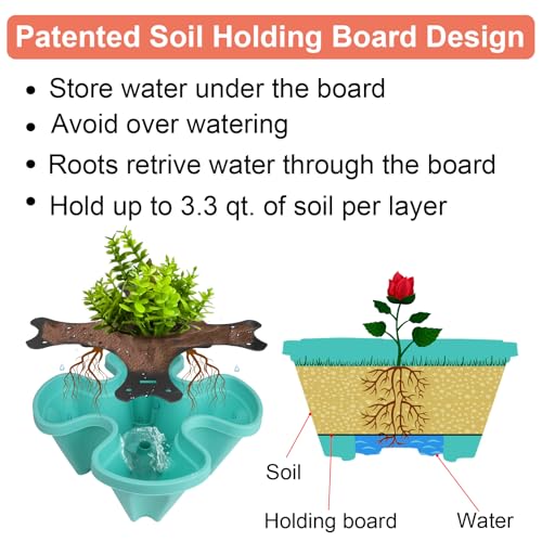 Stackable Vertical Garden Planter with Wheels (Teal / 5Tier-1 Pack)