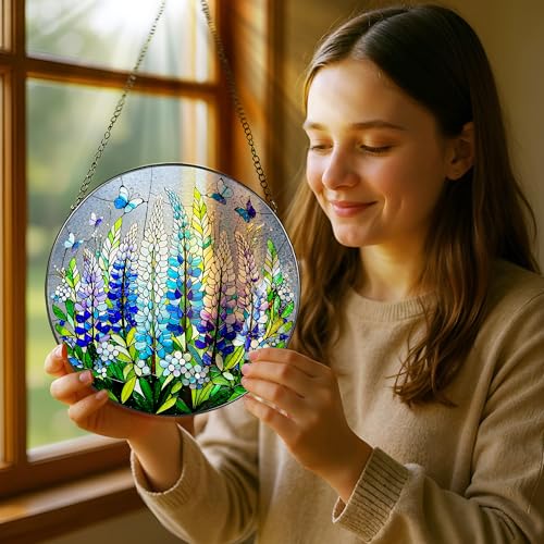 8 Inch Stained Glass Ornament (Lupine Butterfly)