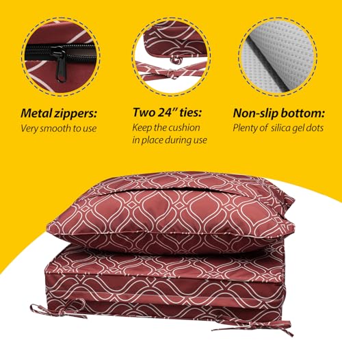 Outdoor Chair Cushions (Clay Red Vine Trellis / 25.5"x25.5"x5" / 25.5"x19")