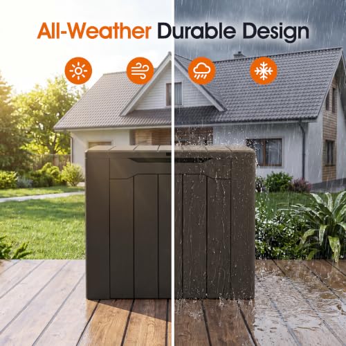33 Gallon Resin Deck Box All Weather Outdoor Storage Boxes (Dark Brown / 33 Gallon)