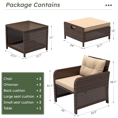 5 Piece Patio Furniture Set (Beige-brown / 5 Piece)