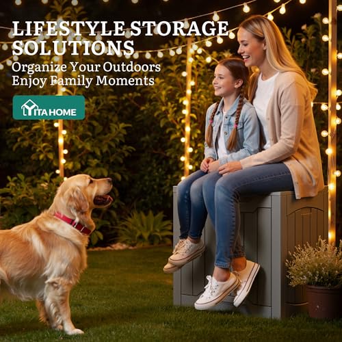 31 Gallon Resin Deck Box Outdoor Storage Box and Waterproof (Taupe / 31 Gallon)