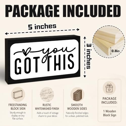 3x5 Encouragement Wooden Block Sign (You Got This-2)
