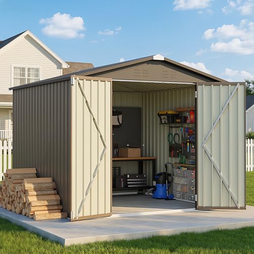 8x8FT Outdoor Storage Shed (8x8 / Brown)