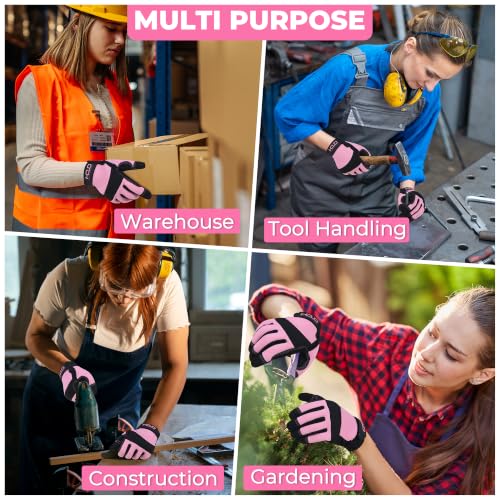 Work Gloves for Women (Small (Pack of 1) / Black Pink)
