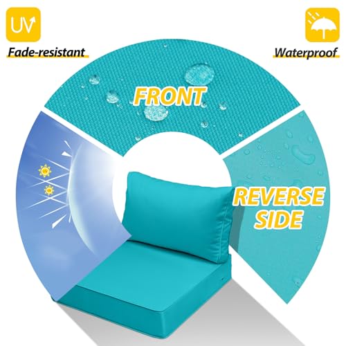 Outdoor Chair Cushions (Turquoise Blue / 23.5"x25.5"x5" / 23.5"x13.5")