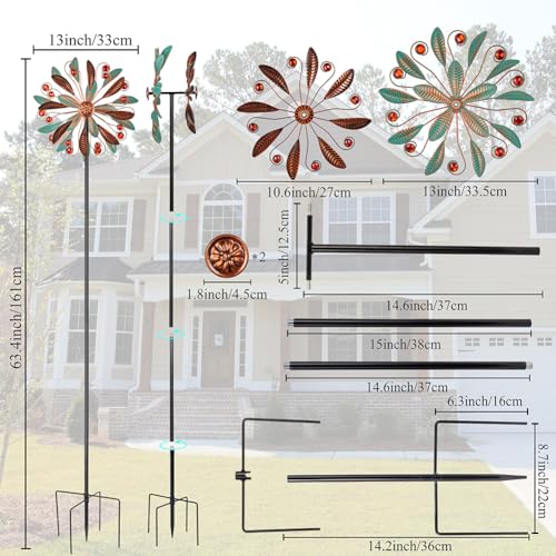 Metal Wind Spinners Outdoor (13inch(Patina))