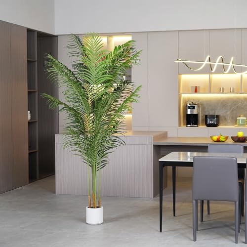 Artificial Palm Tree for Home Decor Indoor 6.6Ft Large Tall Fake Plants Faux Tropical Areca Palm Silk Floor Plant in Pot Living Room Office Garden Decoration Housewarming Gift (6.6 Feet)