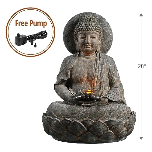 Buddha Zen Statue Water Fountain (Gray)
