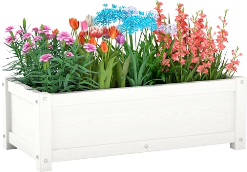 HDPE Raised Planter Box Outdoor (29.5 x 14.4 x 9.8 in / White)