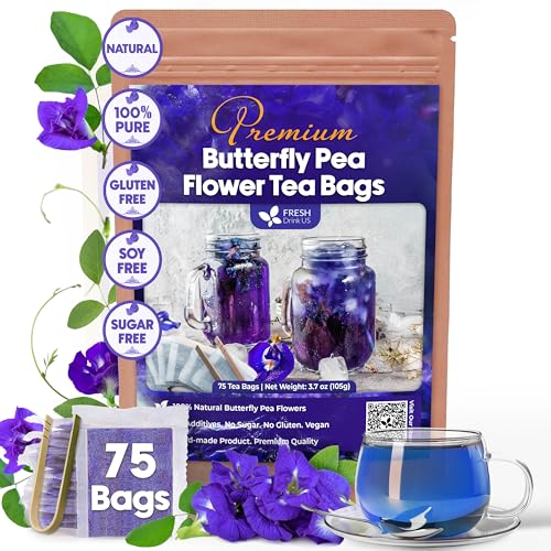 Premium 75 Bags Butterfly Pea Flowers (75 TEA BAGS)