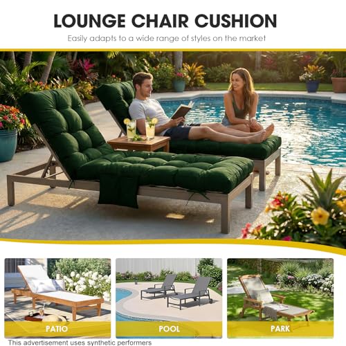 Outdoor Chaise Lounge Chair Cushion (Dark Green / 72x22.4x4.7)