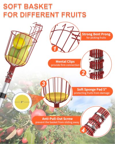 30ft High Reach Fruit Picker with Basket Telescoping (24FT)
