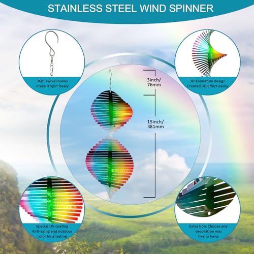Wind Spinner Rainbow Wave Wind Spinners for Yard and Garden