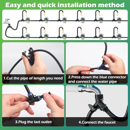 Drip Irrigation System Kit 100 FT with 32 Nozzles (100 ft hose (5/16 in OD, 8mm))