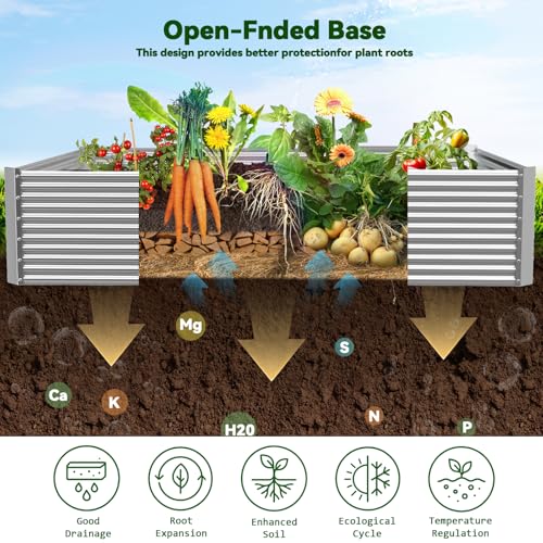 2 Pack Tall 8FT Raised Beds for Gardening (8x3FTx16Inch)