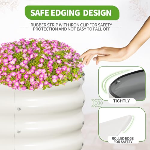 Galvanized Raised Garden Bed Outdoor (White / 8x2x1.4ft)
