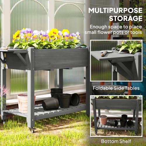 Raised Garden Bed 57x20.5x34 in Wood Elevated Planter