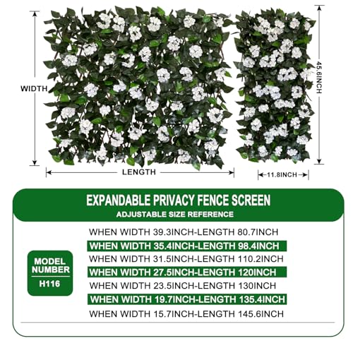 Expandable Fence Privacy Screen for Balcony Patio Outdoor (WHITE FLOWER)