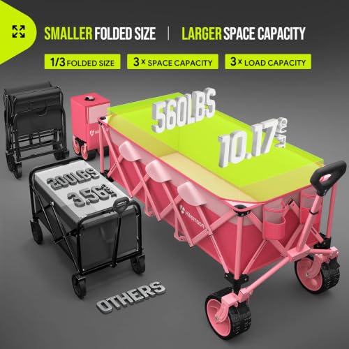 48'' Extra Large Collapsible Wagon with Big Wheels (Pink)