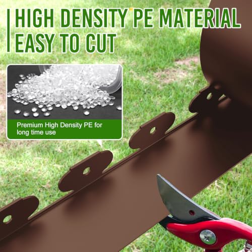 Landscape Edging 4 Inch Tall 40FT with 50Pcs Metal Spikes (Brown / 40FT)