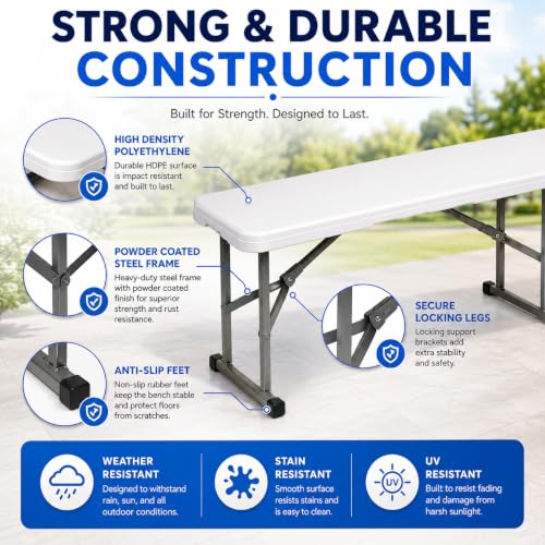Plastic Folding Bench (6 feet / White)