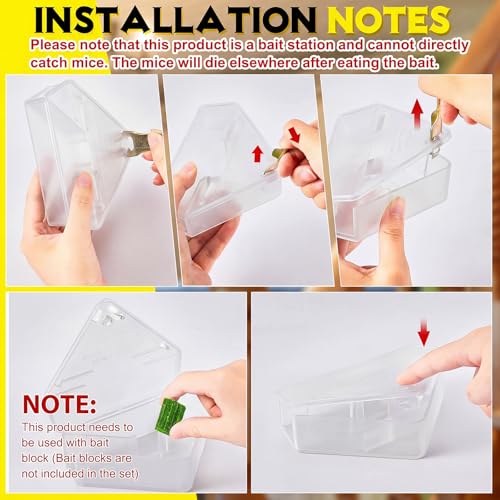 36 Pcs Triangle Mice Rat Bait Stations (Translucent / 5x3 in)