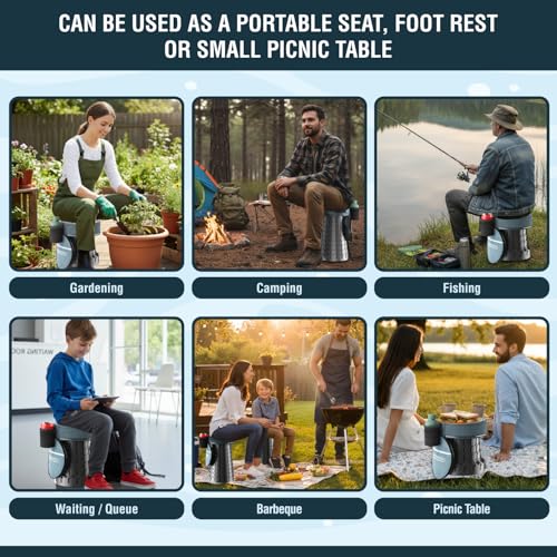 XXL Round Collapsible Stool (XXL Round (Stool & 3IN1 Carry Bag))