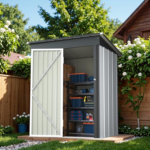 Outdoor Storage Shed 5 x 3 ft. Utility Tool Shed (5x3 / White)