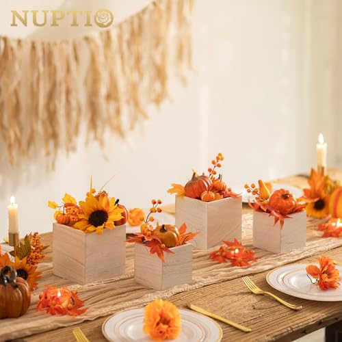 Small Wooden Box for Centerpiece (Whitewashed / Square 4"+5"-6 Pcs)